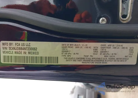 2022 Jeep Compass Latitude z USA, uszkodzony, nr VIN 3C4NJDBB4NT230062